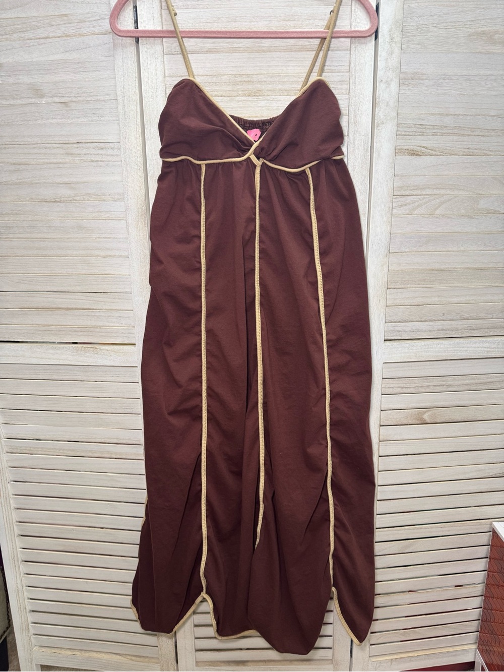 FARM Rio Brown Cutout Maxi Dress with Contrast Trim – Size M - Picture 7 of 8